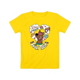 Детская футболка хлопок с принтом Sweet Tooth в Тюмени, 100% хлопок | круглый вырез горловины, полуприлегающий силуэт, длина до линии бедер | Тематика изображения на принте: scooby doo | vdosadir | скуберт фон дуенхеймер | скуби ду | уильям ханна