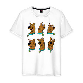 Мужская футболка хлопок с принтом Scooby-Doo в Тюмени, 100% хлопок | прямой крой, круглый вырез горловины, длина до линии бедер, слегка спущенное плечо. | scooby doo | vdosadir | скуберт фон дуенхеймер | скуби ду | уильям ханна