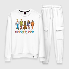 Женский костюм хлопок с принтом Scooby-Doo and Co в Тюмени, 100% хлопок | на свитшоте круглая горловина, мягкая резинка по низу. Брюки заужены к низу, на них два вида карманов: два 