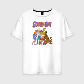 Женская футболка хлопок Oversize с принтом Scooby-Doo в Тюмени, 100% хлопок | свободный крой, круглый ворот, спущенный рукав, длина до линии бедер
 | fred jones | scooby doo | scrappy doo | shaggy | vdosadir | velma dinkle | велма динкли | дафна блейк | скуберт фон дуенхеймер | скуби ду | уильям ханна | фред джонс | шегги