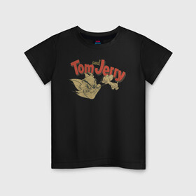 Детская футболка хлопок с принтом Tom&Jerry retro в Тюмени, 100% хлопок | круглый вырез горловины, полуприлегающий силуэт, длина до линии бедер | spike | tom  jerry | tom and jerry | tomjerry | tuffy | vdgerir | мамочка два тапочка | том и джери | том и джерри