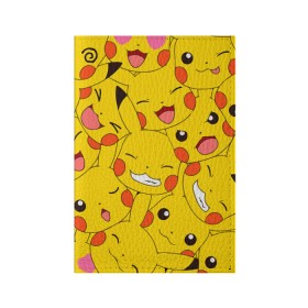 Обложка для паспорта матовая кожа с принтом Pikachu в Тюмени, натуральная матовая кожа | размер 19,3 х 13,7 см; прозрачные пластиковые крепления | Тематика изображения на принте: game | pikachu | аниме | игры | манги | покемон