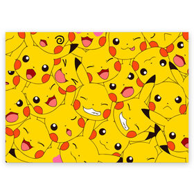 Поздравительная открытка с принтом Pikachu в Тюмени, 100% бумага | плотность бумаги 280 г/м2, матовая, на обратной стороне линовка и место для марки
 | Тематика изображения на принте: game | pikachu | аниме | игры | манги | покемон