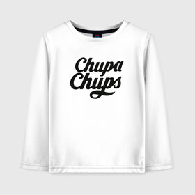 Детский лонгслив хлопок с принтом Chupa-Chups Logo в Тюмени, 100% хлопок | круглый вырез горловины, полуприлегающий силуэт, длина до линии бедер | Тематика изображения на принте: chupa chups | confectus | confetto | бренд | конфета | сладкое | сладость | сосалка | соска | чупа | чупа чупс | чупс