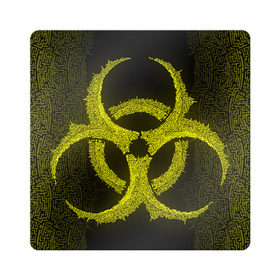 Магнит виниловый Квадрат с принтом Биологическая Опасность (Oko) в Тюмени, полимерный материал с магнитным слоем | размер 9*9 см, закругленные углы | 19 | oko | био | биологическая | болезнь | будь | вирус | заражение | защита | здоров | знак | значек | игра | иероглиф | ковид | коронавирус | массовое | мировая | око | опасно | опасность | оружие | пандемия