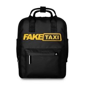 Женский рюкзак 3D с принтом Fake Taxi в Тюмени, 100% полиэстер | лямки с регулируемой длиной, сверху ручки, чтобы рюкзак нести как сумку. Основное отделение закрывается на молнию, как и внешний карман. Внутри два дополнительных кармана, один из которых закрывается на молнию. По бокам два дополнительных кармашка, куда поместится маленькая бутылочка
 | Тематика изображения на принте: fake taxi | faketaxi | taxi | такси | таксист | фейк такси | фейковое такси | фейктакси