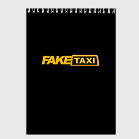 Скетчбук с принтом Fake Taxi в Тюмени, 100% бумага
 | 48 листов, плотность листов — 100 г/м2, плотность картонной обложки — 250 г/м2. Листы скреплены сверху удобной пружинной спиралью | Тематика изображения на принте: fake taxi | faketaxi | taxi | такси | таксист | фейк такси | фейковое такси | фейктакси