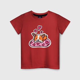 Детская футболка хлопок с принтом Любимый корги в Тюмени, 100% хлопок | круглый вырез горловины, полуприлегающий силуэт, длина до линии бедер | corgi | корги | маленькая собачка | милый | милый корги | рыжая | рыжая собачка | собака | собачка | такси