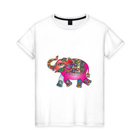 Женская футболка хлопок с принтом Слон в Тюмени, 100% хлопок | прямой крой, круглый вырез горловины, длина до линии бедер, слегка спущенное плечо | декоративный | животные | звери | прикольные картинки | слон
