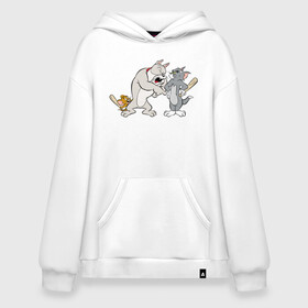 Худи SuperOversize хлопок с принтом Tom&Jerry в Тюмени, 70% хлопок, 30% полиэстер, мягкий начес внутри | карман-кенгуру, эластичная резинка на манжетах и по нижней кромке, двухслойный капюшон
 | spike | tom  jerry | tom and jerry | tomjerry | tuffy | vdgerir | мамочка два тапочка | том и джери | том и джерри