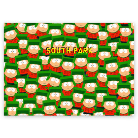Поздравительная открытка с принтом SOUTH PARK в Тюмени, 100% бумага | плотность бумаги 280 г/м2, матовая, на обратной стороне линовка и место для марки
 | cartman | kenny | kyle | south park | stan | кайл | картман | кенни | стэн | южный парк