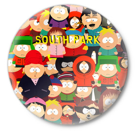 Значок с принтом SOUTH PARK в Тюмени,  металл | круглая форма, металлическая застежка в виде булавки | cartman | kenny | kyle | south park | stan | кайл | картман | кенни | стэн | южный парк