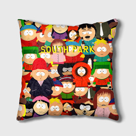 Подушка 3D с принтом SOUTH PARK в Тюмени, наволочка – 100% полиэстер, наполнитель – холлофайбер (легкий наполнитель, не вызывает аллергию). | состоит из подушки и наволочки. Наволочка на молнии, легко снимается для стирки | cartman | kenny | kyle | south park | stan | кайл | картман | кенни | стэн | южный парк