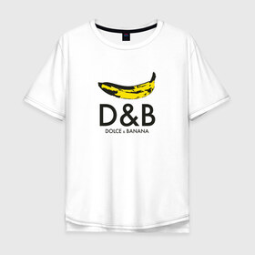 Мужская футболка хлопок Oversize с принтом Dolce and Banana в Тюмени, 100% хлопок | свободный крой, круглый ворот, “спинка” длиннее передней части | banan | banana | dg | dolce banana | dolce gabana | dolce gabbana | антибренд | банан | бананы | гнилой | дольче габана | дольче габбана | крутая | модная | пародия | прикол | тренд