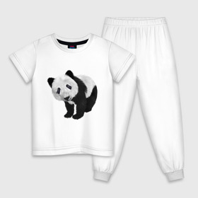 Детская пижама хлопок с принтом Панда в Тюмени, 100% хлопок |  брюки и футболка прямого кроя, без карманов, на брюках мягкая резинка на поясе и по низу штанин
 | животное | медведь | панда | пушистый | черно белое