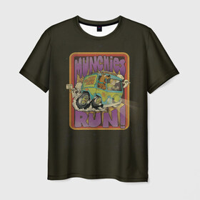 Мужская футболка 3D с принтом Munchies Run в Тюмени, 100% полиэфир | прямой крой, круглый вырез горловины, длина до линии бедер | scooby doo | shaggy | vdosadir | скуберт фон дуенхеймер | скуби ду | уильям ханна | шегги