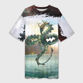 Платье-футболка 3D с принтом Дракон | Dragon в Тюмени,  |  | Тематика изображения на принте: dragon | monster | драго | дракон | космический дракон | монстр | огнедыщащий | прикольная картинка | чудовище | японский дракон | ящерица