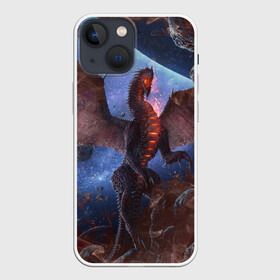 Чехол для iPhone 13 mini с принтом SPACE FIRE DRAGO | КОСМИЧЕСКИЙ ОГНЕННЫЙ ДРАКОН в Тюмени,  |  | dragon | fire | monster | space | драго | дракон | космический | космос | монстр | огнедыщащий | огонь | прикольная картинка | чудовище | ящерица