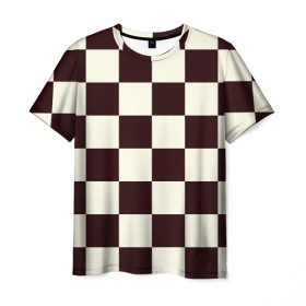Мужская футболка 3D с принтом Шахматка в Тюмени, 100% полиэфир | прямой крой, круглый вырез горловины, длина до линии бедер | квадраты | текстуры | узор шахматка | узоры | чб | чб квадраты | чб узор | шахматка | шахматная доска | шахматы