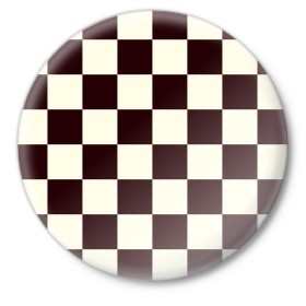 Значок с принтом Шахматка в Тюмени,  металл | круглая форма, металлическая застежка в виде булавки | Тематика изображения на принте: квадраты | текстуры | узор шахматка | узоры | чб | чб квадраты | чб узор | шахматка | шахматная доска | шахматы