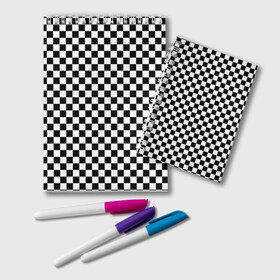 Блокнот с принтом Шахматка мелкая в Тюмени, 100% бумага | 48 листов, плотность листов — 60 г/м2, плотность картонной обложки — 250 г/м2. Листы скреплены удобной пружинной спиралью. Цвет линий — светло-серый
 | Тематика изображения на принте: квадраты | мелкая шахматка | текстуры | узор шахматка | узоры | чб | чб квадраты | чб узор | шахматка | шахматная доска | шахматы