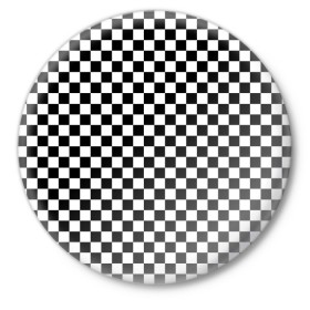 Значок с принтом Шахматка мелкая в Тюмени,  металл | круглая форма, металлическая застежка в виде булавки | квадраты | мелкая шахматка | текстуры | узор шахматка | узоры | чб | чб квадраты | чб узор | шахматка | шахматная доска | шахматы