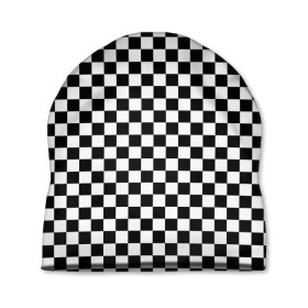 Шапка 3D с принтом Шахматка мелкая в Тюмени, 100% полиэстер | универсальный размер, печать по всей поверхности изделия | Тематика изображения на принте: квадраты | мелкая шахматка | текстуры | узор шахматка | узоры | чб | чб квадраты | чб узор | шахматка | шахматная доска | шахматы