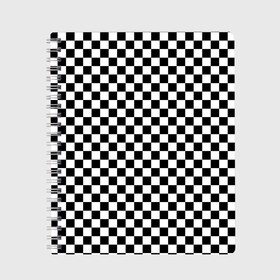 Тетрадь с принтом Шахматка мелкая в Тюмени, 100% бумага | 48 листов, плотность листов — 60 г/м2, плотность картонной обложки — 250 г/м2. Листы скреплены сбоку удобной пружинной спиралью. Уголки страниц и обложки скругленные. Цвет линий — светло-серый
 | Тематика изображения на принте: квадраты | мелкая шахматка | текстуры | узор шахматка | узоры | чб | чб квадраты | чб узор | шахматка | шахматная доска | шахматы