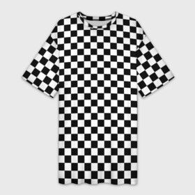 Платье-футболка 3D с принтом Шахматка мелкая в Тюмени,  |  | квадраты | мелкая шахматка | текстуры | узор шахматка | узоры | чб | чб квадраты | чб узор | шахматка | шахматная доска | шахматы