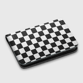 Картхолдер с принтом с принтом Шахматка в Тюмени, натуральная матовая кожа | размер 7,3 х 10 см; кардхолдер имеет 4 кармана для карт; | Тематика изображения на принте: квадраты | текстуры | узор шахматка | узоры | чб | чб квадраты | чб узор | шахматка | шахматная доска | шахматы