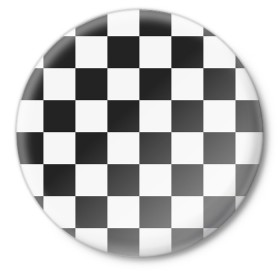Значок с принтом Шахматка в Тюмени,  металл | круглая форма, металлическая застежка в виде булавки | Тематика изображения на принте: квадраты | текстуры | узор шахматка | узоры | чб | чб квадраты | чб узор | шахматка | шахматная доска | шахматы