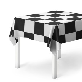 Скатерть 3D с принтом Шахматка в Тюмени, 100% полиэстер (ткань не мнется и не растягивается) | Размер: 150*150 см | Тематика изображения на принте: квадраты | текстуры | узор шахматка | узоры | чб | чб квадраты | чб узор | шахматка | шахматная доска | шахматы