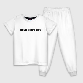 Детская пижама хлопок с принтом BOYS DONT CRY в Тюмени, 100% хлопок |  брюки и футболка прямого кроя, без карманов, на брюках мягкая резинка на поясе и по низу штанин
 | Тематика изображения на принте: boys dont cry | keep calm