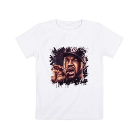 Детская футболка хлопок с принтом Ice Cube в Тюмени, 100% хлопок | круглый вырез горловины, полуприлегающий силуэт, длина до линии бедер | ice cube | oshea jackson | rap | айс куб | айс кьюб | реп | репер | рэпер | хип хоп