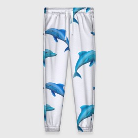 Женские брюки 3D с принтом Рай для дельфина в Тюмени, полиэстер 100% | прямой крой, два кармана без застежек по бокам, с мягкой трикотажной резинкой на поясе и по низу штанин. В поясе для дополнительного комфорта — широкие завязки | арт | дельфин | дельфины | искусство | морское | океан | паттерн | рыба | рыбы