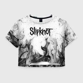 Женская футболка Crop-top 3D с принтом SLIPKNOT в Тюмени, 100% полиэстер | круглая горловина, длина футболки до линии талии, рукава с отворотами | slipknot | джей вайнберг | джеймс рут | джои джордисон | донни стили | кори тейлор | крис фен | крэйг джонс | мик томсон | пол греи | слипкнот | шон крэхан