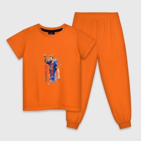 Детская пижама хлопок с принтом Месси в Тюмени, 100% хлопок |  брюки и футболка прямого кроя, без карманов, на брюках мягкая резинка на поясе и по низу штанин
 | lionel | messi | барса | барселона | испания | лионель | месси | футбол