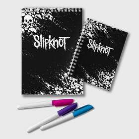 Блокнот с принтом SLIPKNOT в Тюмени, 100% бумага | 48 листов, плотность листов — 60 г/м2, плотность картонной обложки — 250 г/м2. Листы скреплены удобной пружинной спиралью. Цвет линий — светло-серый
 | slipknot | джей вайнберг | джеймс рут | джои джордисон | донни стили | кори тейлор | крис фен | крэйг джонс | мик томсон | пол греи | слипкнот | шон крэхан