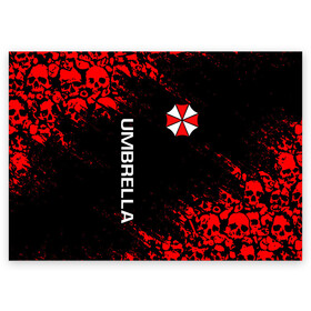 Поздравительная открытка с принтом UMBRELLA CORP в Тюмени, 100% бумага | плотность бумаги 280 г/м2, матовая, на обратной стороне линовка и место для марки
 | ada wong | biohazard | leon | nemesis | project resistance | raccoon city | re | re3 | resident evil | resident evil 3 | rpd | stars | umbrella | ада вонг | амбрелла | немезис | ужасы