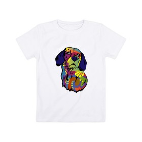 Детская футболка хлопок с принтом Берегись биглей в Тюмени, 100% хлопок | круглый вырез горловины, полуприлегающий силуэт, длина до линии бедер | абстракция | бигль | сердце | собака