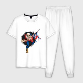 Мужская пижама хлопок с принтом Iron Maiden в Тюмени, 100% хлопок | брюки и футболка прямого кроя, без карманов, на брюках мягкая резинка на поясе и по низу штанин
 | iron maiden | арт | железная дева | металл | музыка | рок группа