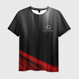 Мужская футболка 3D с принтом LEXUS. в Тюмени, 100% полиэфир | прямой крой, круглый вырез горловины, длина до линии бедер | 2020 | auto | lexus | sport
 brand | авто | автомобильные | брэнд | классика | лексус | лого | логотип | марка | машины | следы от шин | спорт