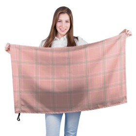 Флаг 3D с принтом Шотландка Розовая в Тюмени, 100% полиэстер | плотность ткани — 95 г/м2, размер — 67 х 109 см. Принт наносится с одной стороны | в клетку | в клеточку | классика | классические | клетка | клетчатые | красная клетка | шотландка | шотландская клетка