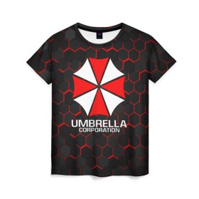 Женская футболка 3D с принтом UMBRELLA CORP в Тюмени, 100% полиэфир ( синтетическое хлопкоподобное полотно) | прямой крой, круглый вырез горловины, длина до линии бедер | ada wong | biohazard | leon | nemesis | project resistance | raccoon city | re | re3 | resident evil | resident evil 3 | rpd | stars | umbrella | ада вонг | амбрелла | немезис | ужасы