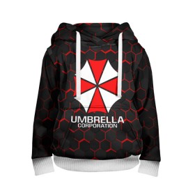 Детская толстовка 3D с принтом UMBRELLA CORP в Тюмени, 100% полиэстер | двухслойный капюшон со шнурком для регулировки, мягкие манжеты на рукавах и по низу толстовки, спереди карман-кенгуру с мягким внутренним слоем | Тематика изображения на принте: ada wong | biohazard | leon | nemesis | project resistance | raccoon city | re | re3 | resident evil | resident evil 3 | rpd | stars | umbrella | ада вонг | амбрелла | немезис | ужасы