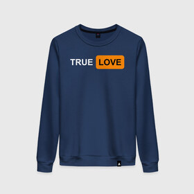Женский свитшот хлопок с принтом True Love в Тюмени, 100% хлопок | прямой крой, круглый вырез, на манжетах и по низу широкая трикотажная резинка  | logo | love | true love | лого | логотип | любовь | настоящая любовь