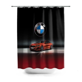 Штора 3D для ванной с принтом BMW в Тюмени, 100% полиэстер | плотность материала — 100 г/м2. Стандартный размер — 146 см х 180 см. По верхнему краю — пластиковые люверсы для креплений. В комплекте 10 пластиковых колец | bmw | car | germany | prestige | red | автомобиль | бмв | германия | красный | престиж