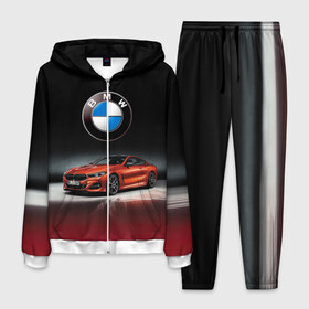 Мужской костюм 3D с принтом BMW в Тюмени, 100% полиэстер | Манжеты и пояс оформлены тканевой резинкой, двухслойный капюшон со шнурком для регулировки, карманы спереди | bmw | car | germany | prestige | red | автомобиль | бмв | германия | красный | престиж