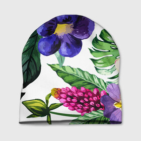 Шапка 3D с принтом Цветы в Тюмени, 100% полиэстер | универсальный размер, печать по всей поверхности изделия | Тематика изображения на принте: big picture | лето | листья | прикольные картинки | тропические | цветы