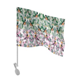 Флаг для автомобиля с принтом туканы в Тюмени, 100% полиэстер | Размер: 30*21 см | casual | summer | летние | лето | пляжное | тренд | тропики